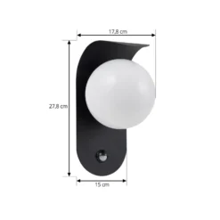Lindby LED-Außenwandleuchte Lacie, Sensor, schwarz/weiß, Alu