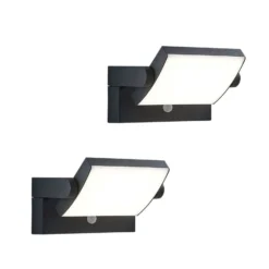 Lindby LED-Außenwandleuchte Sherin, 2er-Set, drehbar, Sensor
