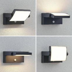 Lindby LED-Außenwandleuchte Sherin, 2er-Set, drehbar, Sensor