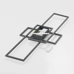 Lindby LED-Deckenlampe Caitlin anthrazit CCT Fernbedienung