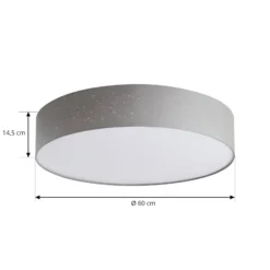 Lindby LED-Deckenlampe Ellamina, 60 cm, hellgrau, Textil