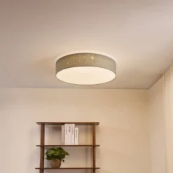 Lindby LED-Deckenlampe Ellamina, 60 cm, hellgrau, Textil
