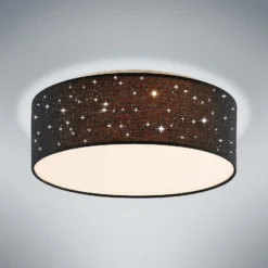 Lindby LED-Deckenlampe Ellamina, 40 cm, schwarz, Textil