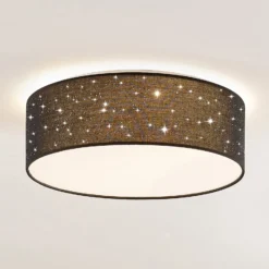 Lindby LED-Deckenlampe Ellamina, 40 cm, schwarz, Textil