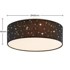 Lindby LED-Deckenlampe Ellamina, 40 cm, schwarz, Textil