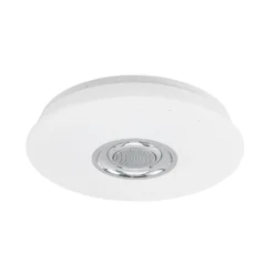 Lindby LED-Deckenlampe Elpida, Lautsprecher, weiß, Ø 39cm
