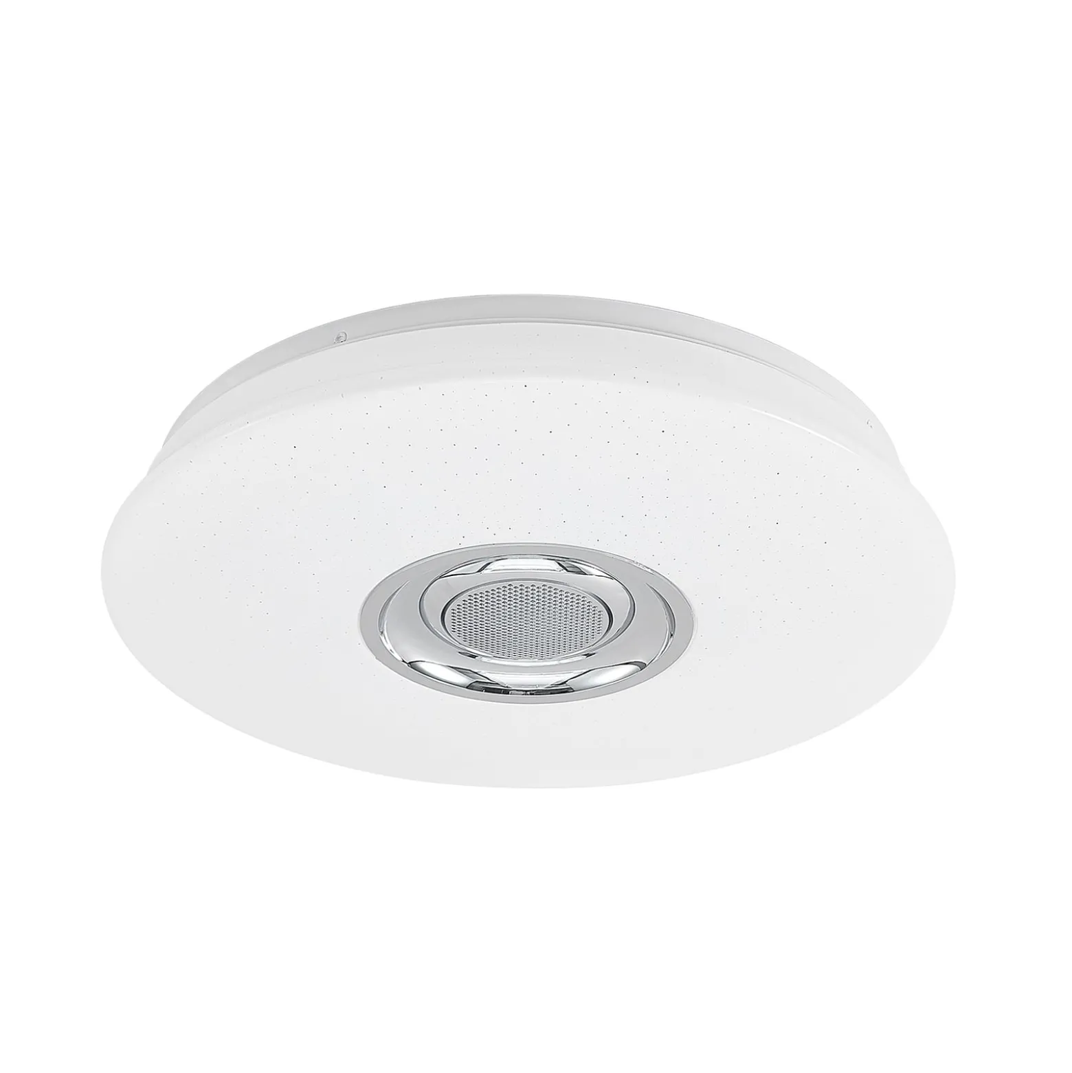 Lindby LED-Deckenlampe Elpida, Lautsprecher, weiß, Ø 39cm