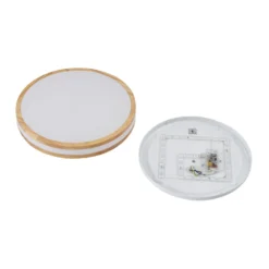 Lindby LED-Deckenlampe Emiva, Ø 40 cm, Holz hell, CCT