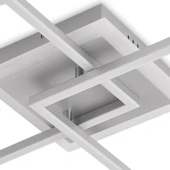 Lindby LED-Deckenlampe Fjardo, eckig, silber, CCT, Remote