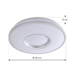 Lindby LED-Deckenlampe Furgo, silber/weiß, Kunststoff, IP44