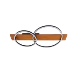 Lindby LED-Deckenlampe Galad, schwarz, Holz, 2-flg., 75 cm