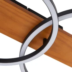 Lindby LED-Deckenlampe Galad, schwarz, Holz, 2-flg., 75 cm