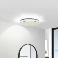 Lindby LED-Deckenlampe Glamo, Ø 39 cm, chrom, weiß, IP44