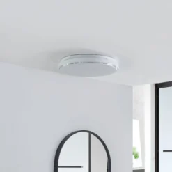 Lindby LED-Deckenlampe Glamo, Ø 39 cm, chrom, weiß, IP44