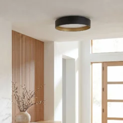 Lindby LED-Deckenlampe Gracjan, schwarz, Metall, CCT, Ø45cm