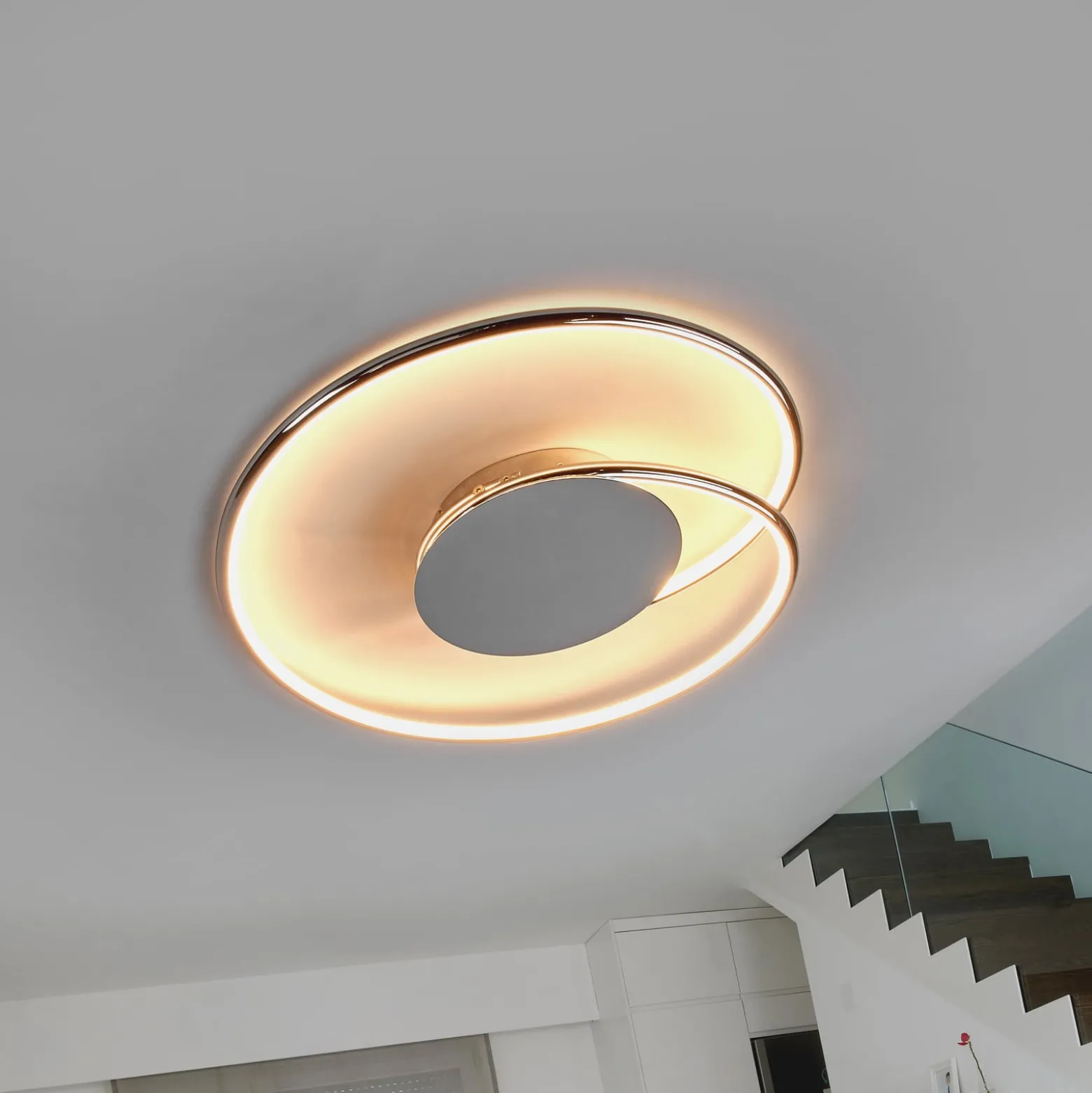 Lindby LED-Deckenlampe Joline, Ø 45 cm, chromfarben, Metall