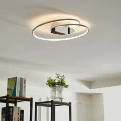Lindby LED-Deckenlampe Joline, Ø 45 cm, chromfarben, Metall