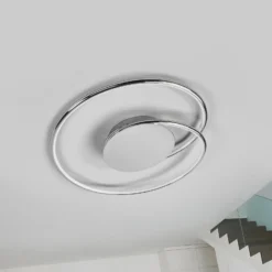 Lindby LED-Deckenlampe Joline, 2er-Set, Ø 46 cm, chromfarben