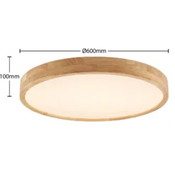 Lindby LED-Deckenlampe Lanira, Ø 60 cm, Holz, Remote, CCT