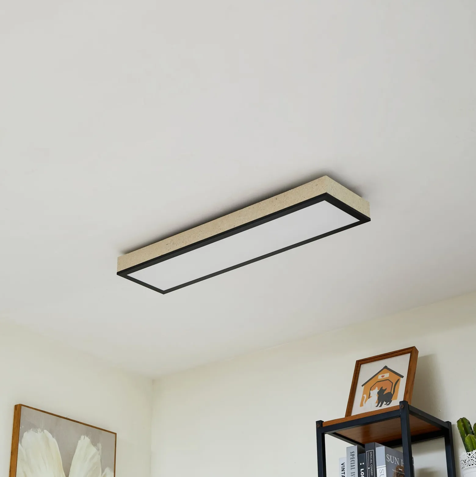 Lindby LED-Deckenlampe Laviona, CCT, dimmbar, Beton, 80 cm