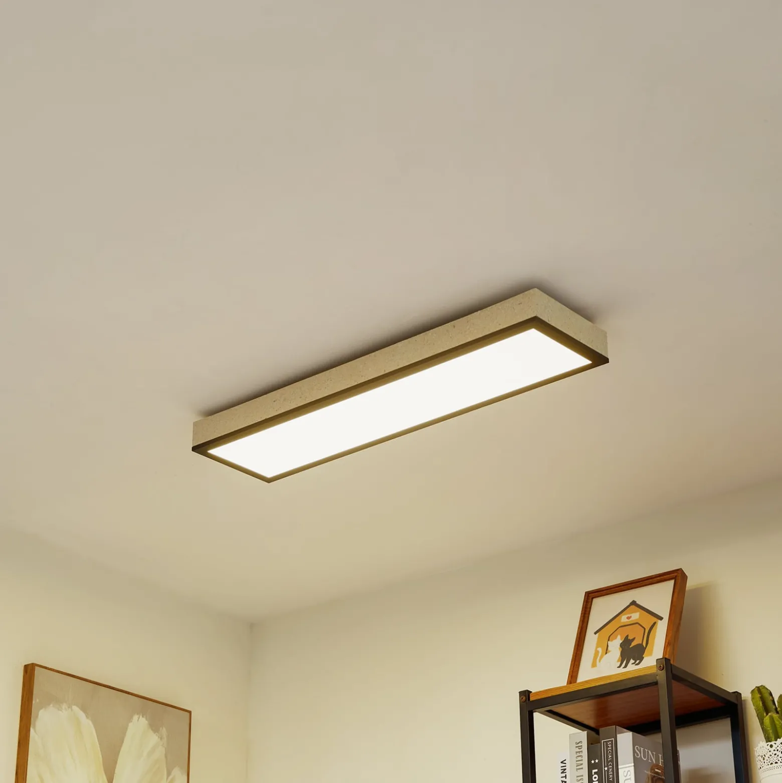 Lindby LED-Deckenlampe Laviona, CCT, dimmbar, Beton, 80 cm