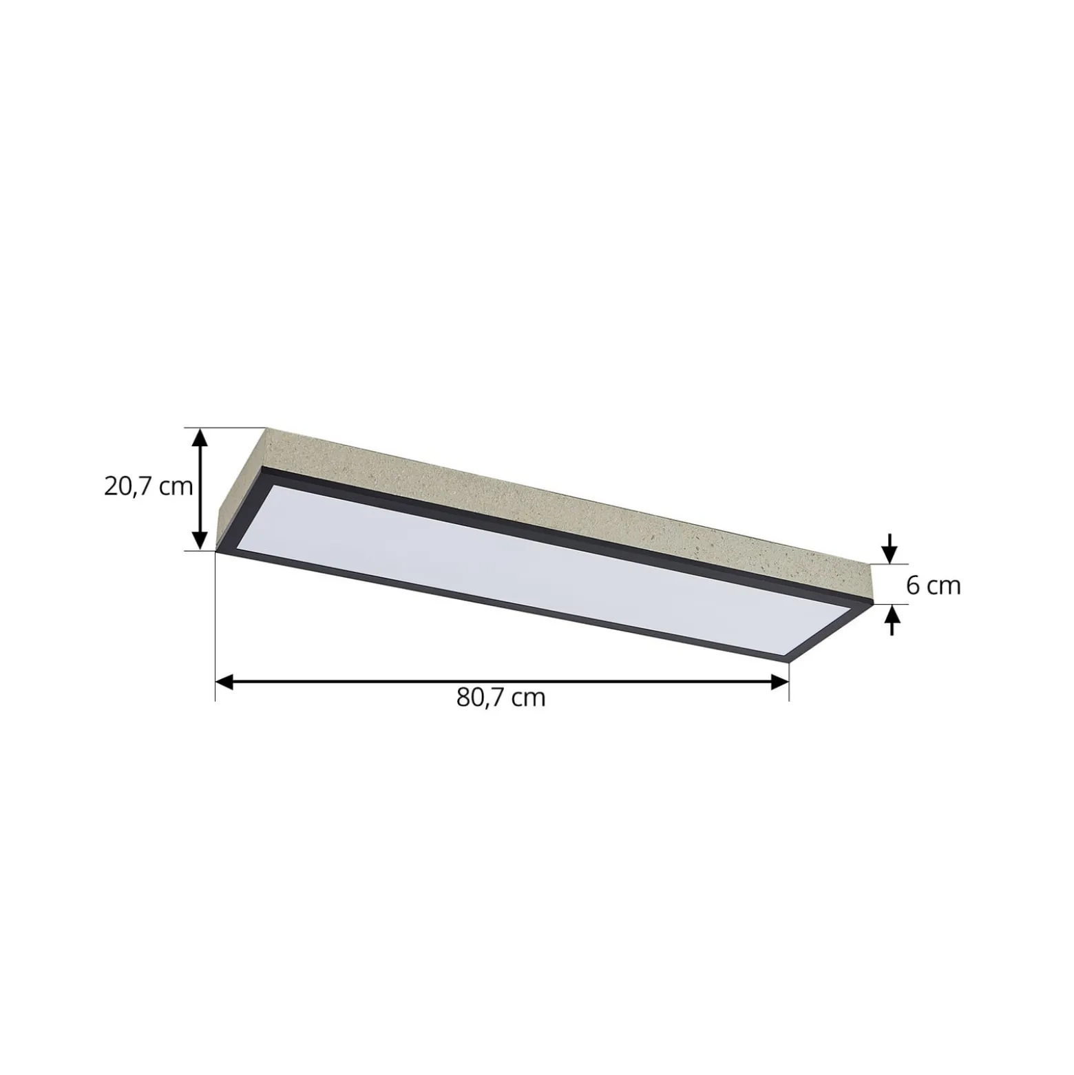 Lindby LED-Deckenlampe Laviona, CCT, dimmbar, Beton, 80 cm