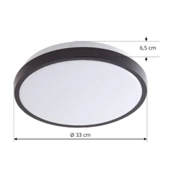 Lindby LED-Deckenlampe Medon Ø 29 cm schwarz Kunststoff IP44