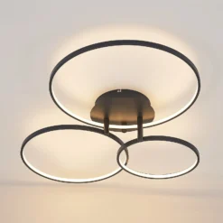 Lindby LED-Deckenlampe Rayk, schwarz, Metall, 77 cm, dimmbar
