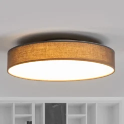 Lindby LED-Deckenlampe Saira, Ø 40 cm, grau, Textil