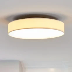 Lindby LED-Deckenlampe Saira, Ø 40 cm, weiß, Textil