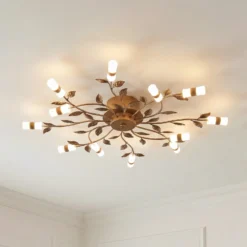 Lindby LED-Deckenleuchte Bentas, bronze, Metall, Ø 80cm