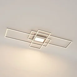 Lindby LED-Deckenleuchte Caitlin, nickel, CCT, Fernbedienung