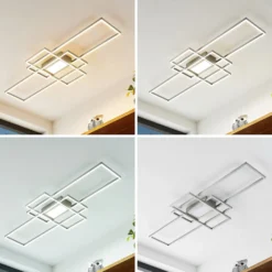 Lindby LED-Deckenleuchte Caitlin, nickel, CCT, Fernbedienung