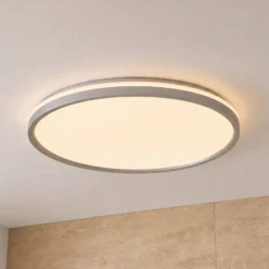 Lindby LED-Deckenleuchte Edmund, silber, Ø 39 cm, CCT, IP44