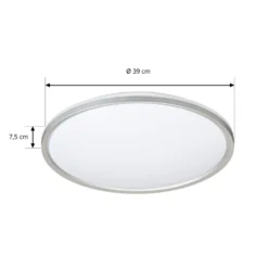 Lindby LED-Deckenleuchte Edmund, silber, Ø 39 cm, CCT, IP44