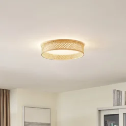 Lindby LED-Deckenleuchte Eilif, Bambus, Ø 40 cm