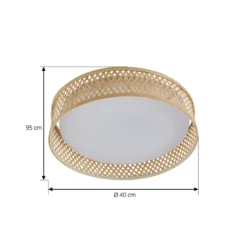 Lindby LED-Deckenleuchte Eilif, Bambus, Ø 40 cm