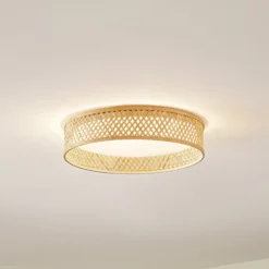 Lindby LED-Deckenleuchte Eilif, Bambus, Ø 40 cm