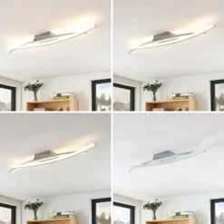 Lindby LED-Deckenleuchte Elarit, chromfarben, 104cm, dimmbar