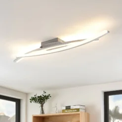 Lindby LED-Deckenleuchte Elarit, chromfarben, 104cm, dimmbar