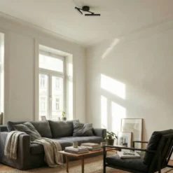 Lindby LED-Deckenleuchte Eldrin, 2-flg., schwarz,Lichtleiste