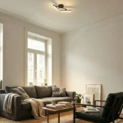 Lindby LED-Deckenleuchte Eldrin, 2-flg., schwarz,Lichtleiste