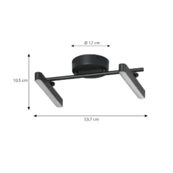 Lindby LED-Deckenleuchte Eldrin, 2-flg., schwarz,Lichtleiste