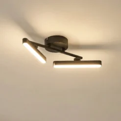 Lindby LED-Deckenleuchte Eldrin, 2-flg., schwarz,Lichtleiste