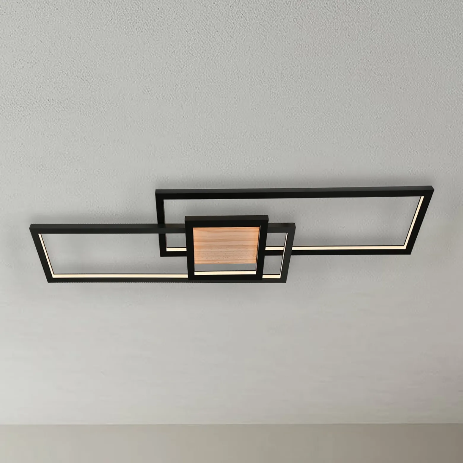 Lindby LED-Deckenleuchte Emiljan, schwarz, Metall, dimmbar