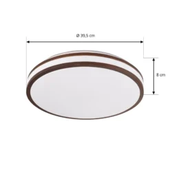 Lindby LED-Deckenleuchte Emiva, Ø 40 cm, Holz dunkel, CCT