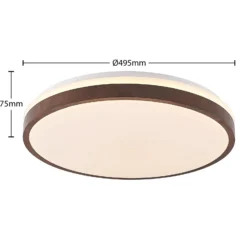 Lindby LED-Deckenleuchte Hudsona, Ø 49 cm, Holz, braun