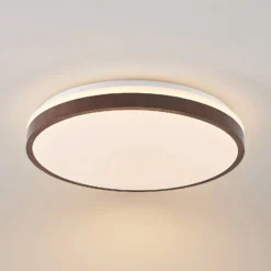 Lindby LED-Deckenleuchte Hudsona, Ø 49 cm, Holz, braun