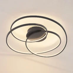 Lindby LED-Deckenleuchte Kateryna, schwarz, Ø 60 cm, dimmbar