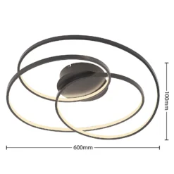 Lindby LED-Deckenleuchte Kateryna, schwarz, Ø 60 cm, dimmbar